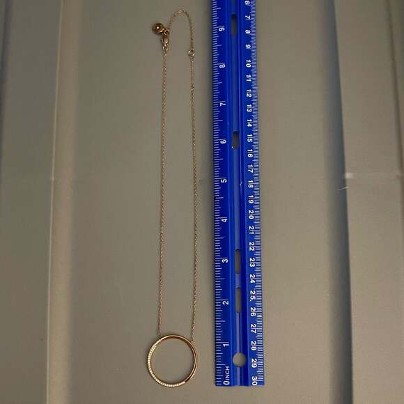 Michael Kors Rose Gold-Tone Pave Circle Pendant Necklace - Picture 1 of 3